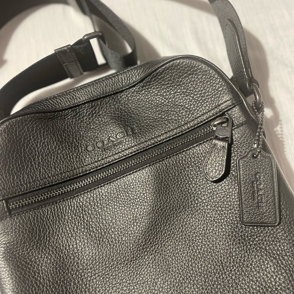 Coach Houston Black Leather Flight Bag Black